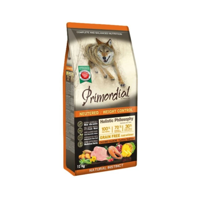 Primordial Dog Holistic Grain Free Adult Light Tacchino e Salmone 12kg