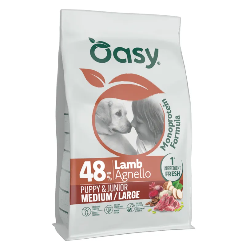 Oasy Dry Dog Monoprotein Puppy M/L Agnello 10 Kg